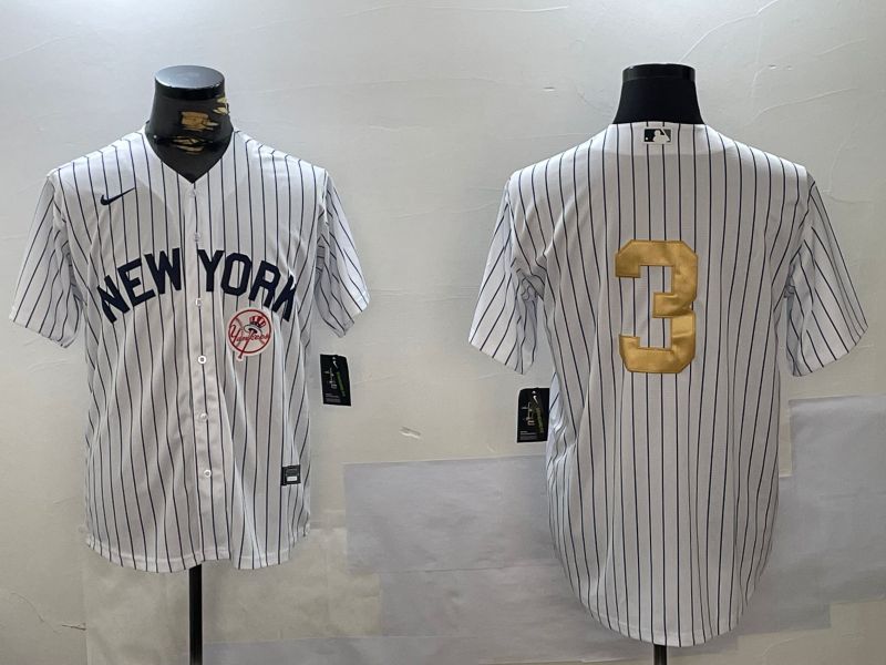Men New York Yankees #3 Ruth White Stripe Fashion Nike 2024 MLB Jersey style 7->new york yankees->MLB Jersey